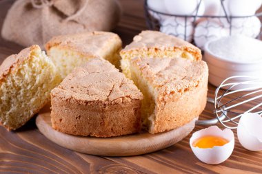 Taze sünger keki. Pasta için şifon bisküvi, seçici odaklanma