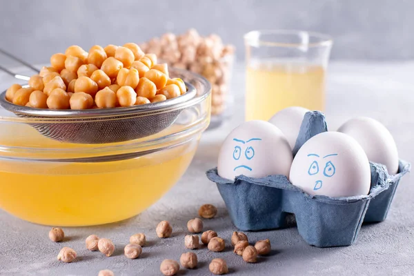 Chickpea Water Aquafaba Egg Replacement Vegan Concept — Stock Photo, Image