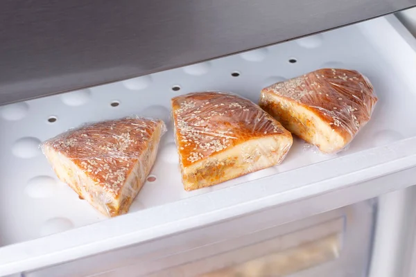 Пирог Упаковка Торта Пакет Готовый Замороженным Последующего Использования Замороженные Продукты — стоковое фото