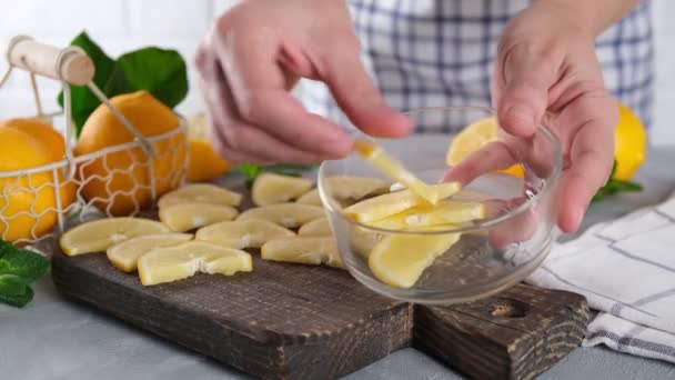 Potongan Lemon Beku Buah Beku Makanan Beku — Stok Video