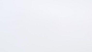 Spagetti makarnası pişmeden önce beyaz arka plana düşer. İtalyan makarnası buğday unundan yapılır, ağır çekimde.