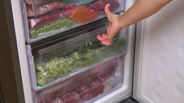 Pois Verts Congelés Stockage Des Aliments Congelés Une Alimentation Crue — Video