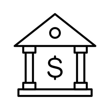 Banka, bankacılık, finans ikonu vektör görüntüsü. İş ve ofis için de kullanılabilir. Web uygulamalarında, mobil uygulamalarda ve yazdırma ortamlarında kullanılabilir.