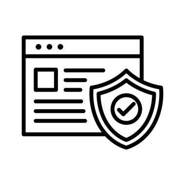 Tarayıcı, koruma, web simgesi vektör görüntüsü. İnternet güvenliği için de kullanılabilir. Web uygulamalarında, mobil uygulamalarda ve yazdırma ortamlarında kullanılabilir.