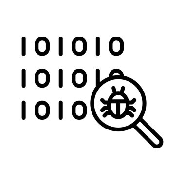 Hata, yazılım, virüs, veri şifreleme ikonu vektör görüntüsü. Siber güvenlik için de kullanılabilir. Web uygulamalarında, mobil uygulamalarda ve yazdırma ortamlarında kullanılabilir.