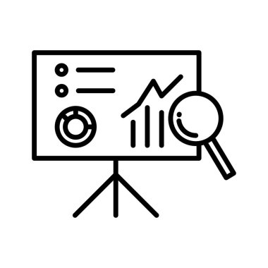 İş, analiz, sunum simgesi vektör görüntüsü. İş ve ofis için de kullanılabilir. Web uygulamalarında, mobil uygulamalarda ve yazdırma ortamlarında kullanılabilir.