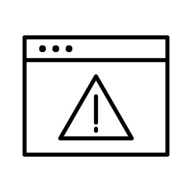 Uyarı, tarayıcı, hata, web sayfası simge vektör resmi. İnternet güvenliği için de kullanılabilir. Web uygulamalarında, mobil uygulamalarda ve yazdırma ortamlarında kullanılabilir.