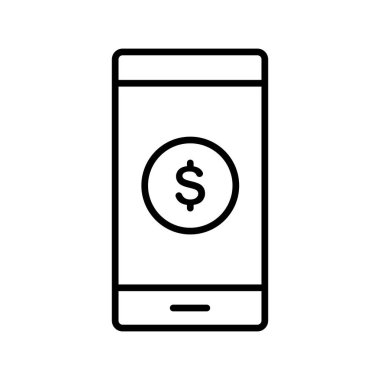 Bill, cep telefonu, alım, ödeme ikonu vektör görüntüsü. Alışveriş ve ecommerce için de kullanılabilir. Web uygulamalarında, mobil uygulamalarda ve yazdırma ortamlarında kullanılabilir.