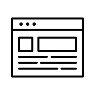 Tarayıcı, düzen, şablon ikon vektör resmi. Seo & web için de kullanılabilir. Web uygulamalarında, mobil uygulamalarda ve yazdırma ortamlarında kullanılabilir.