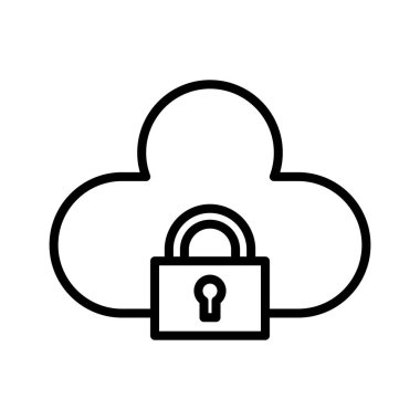 Bulut, kilit, koruma ikonu vektör görüntüsü. Siber güvenlik için de kullanılabilir. Web uygulamalarında, mobil uygulamalarda ve yazdırma ortamlarında kullanılabilir.