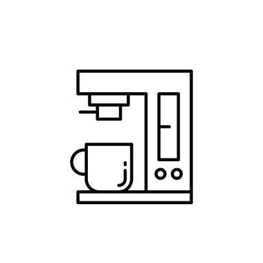 Kahve makinesi ikon vektör görüntüsü. Yiyecek ve içecekler için de kullanılabilir. Web uygulamalarında, mobil uygulamalarda ve yazdırma ortamlarında kullanılabilir.