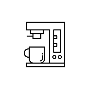 Kahve makinesi ikon vektör görüntüsü. Yiyecek ve içecekler için de kullanılabilir. Web uygulamalarında, mobil uygulamalarda ve yazdırma ortamlarında kullanılabilir.