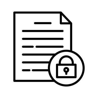 Belge, kilit, koruma simgesi vektör görüntüsü. Siber güvenlik için de kullanılabilir. Web uygulamalarında, mobil uygulamalarda ve yazdırma ortamlarında kullanılabilir.