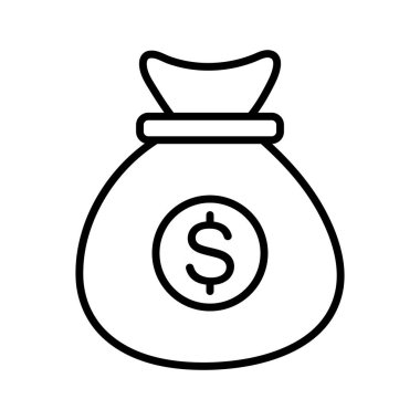 Finans, yatırım, para, çanta ikonu vektör imajı. İş ve ofis için de kullanılabilir. Web uygulamalarında, mobil uygulamalarda ve yazdırma ortamlarında kullanılabilir.