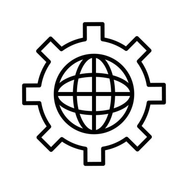 Küresel, ayarlar, internet simgesi vektör resmi. Seo & web için de kullanılabilir. Web uygulamalarında, mobil uygulamalarda ve yazdırma ortamlarında kullanılabilir.