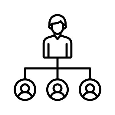 Hiyerarşi, lider, takım çalışması ikonu vektör görüntüsü. Proje yönetimi için de kullanılabilir. Web uygulamalarında, mobil uygulamalarda ve yazdırma ortamlarında kullanılabilir.