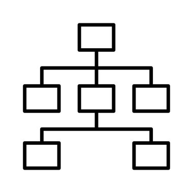 Hiyerarşi, yol haritası, şema ikon vektör görüntüsü. Proje yönetimi için de kullanılabilir. Web uygulamalarında, mobil uygulamalarda ve yazdırma ortamlarında kullanılabilir.