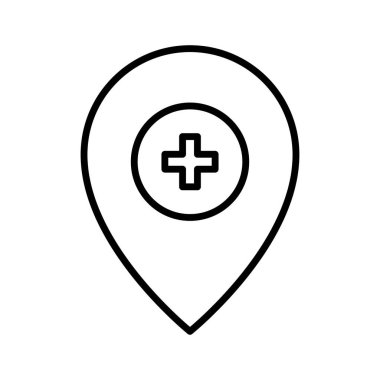 Hastane Konumu Simge vektör görüntüsü. Revir için kullanılabilir. Mobil uygulamalar, web uygulamaları ve yazdırma ortamları için elverişli.