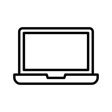 Laptop, bilgisayar, aygıt simgesi vektör görüntüsü. Eğitim için de kullanılabilir. Web uygulamalarında, mobil uygulamalarda ve yazdırma ortamlarında kullanılabilir.
