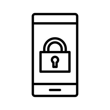 Kilit, mobil, güvenlik simgesi vektör görüntüsü. Siber güvenlik için de kullanılabilir. Web uygulamalarında, mobil uygulamalarda ve yazdırma ortamlarında kullanılabilir.