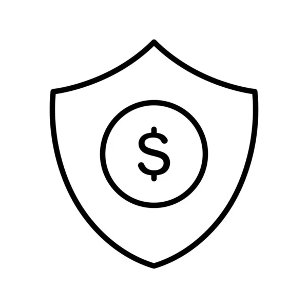 Dollár Protekció Pajzs Biztonságos Ikon Vektor Kép Vásárláshoz Kereskedelemhez Használható — Stock Vector