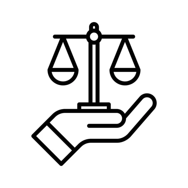 Justicia Ley Mano Escala Equilibrio Imagen Vectorial Icono Subasta También — Vector de stock