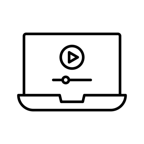 Laptop Online Videó Előadás Ikon Vektor Kép Online Oktatásban Használható — Stock Vector