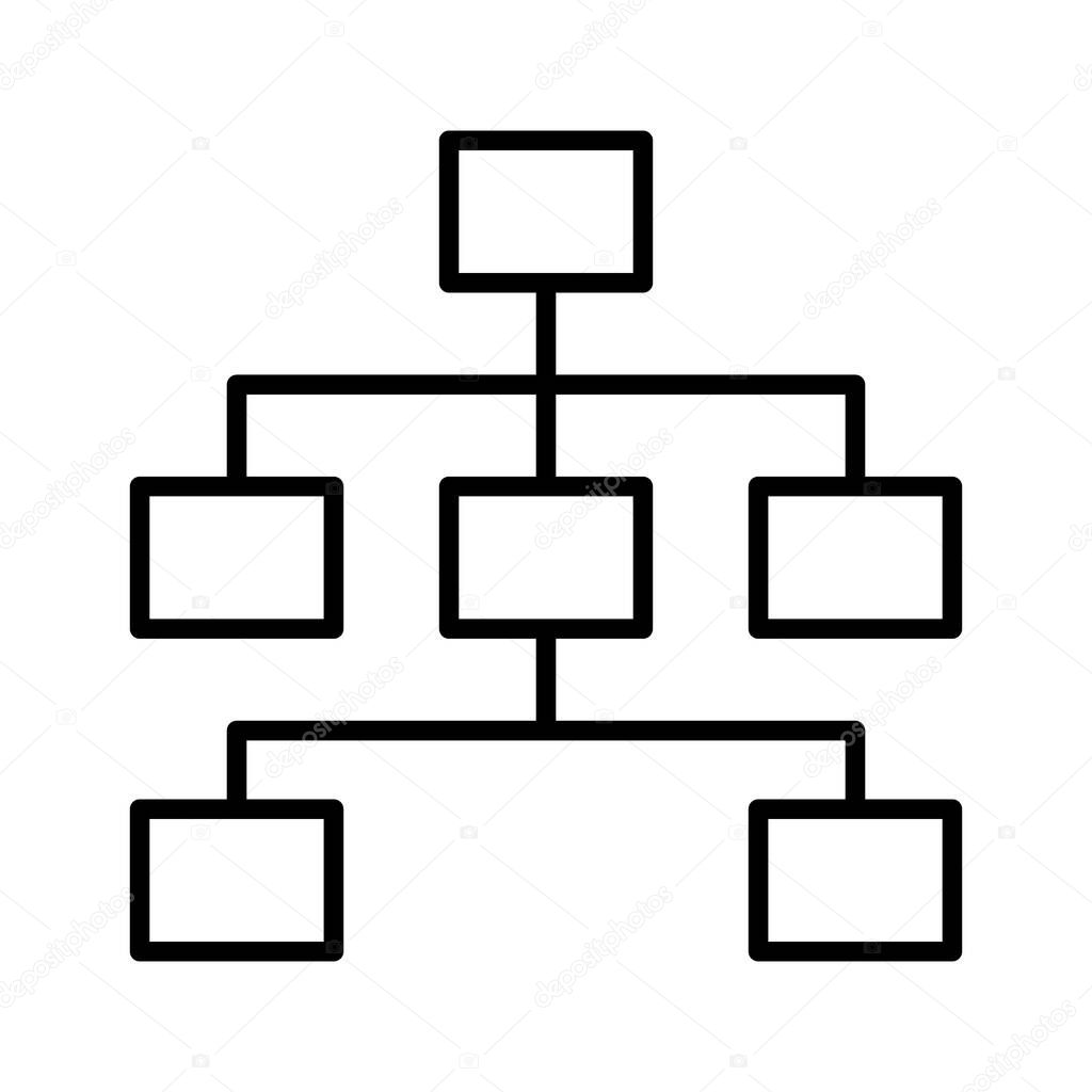 Hierarchy, roadmap, scheme icon vector image. Can also be used for project management. Suitable for use on web apps, mobile apps and print media.