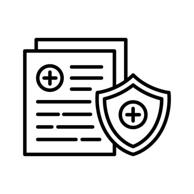 Tıbbi Sigorta Simgesi vektör görüntüsü. Revir için kullanılabilir. Mobil uygulamalar, web uygulamaları ve yazdırma ortamları için elverişli.