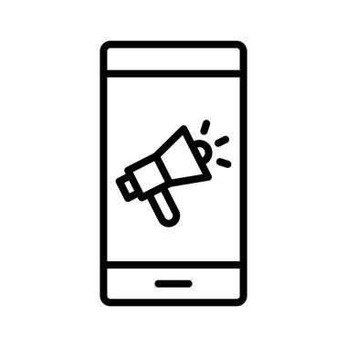 Mobil, pazarlama, megafon ikon vektör görüntüsü. Web pazarlama için de kullanılabilir. Web uygulamalarında, mobil uygulamalarda ve yazdırma ortamlarında kullanılabilir.