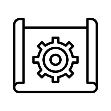 Planlama, uygulama, iş akışı ikon vektör görüntüsü. Siber güvenlik için de kullanılabilir. Web uygulamalarında, mobil uygulamalarda ve yazdırma ortamlarında kullanılabilir.