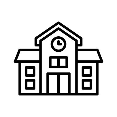 Okul, bina, eğitim ikonu vektör imajı. Eğitim için de kullanılabilir. Web uygulamalarında, mobil uygulamalarda ve yazdırma ortamlarında kullanılabilir.