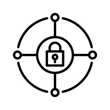 Güvenlik, ağ, koruma ikonu vektör görüntüsü. İnternet güvenliği için de kullanılabilir. Web uygulamalarında, mobil uygulamalarda ve yazdırma ortamlarında kullanılabilir.