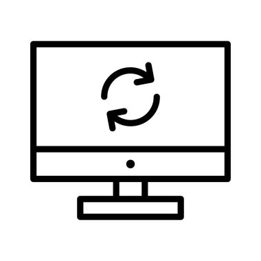 Eşzamanlama, veri, ekran simgesi vektör görüntüsü. Telefon ve tablet olarak kullanılabilir. Mobil uygulamalar, web uygulamaları ve yazdırma ortamları için elverişli.