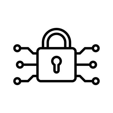 VPN, şifreleme, güvenlik simgesi vektör görüntüsü. İnternet güvenliği için de kullanılabilir. Web uygulamalarında, mobil uygulamalarda ve yazdırma ortamlarında kullanılabilir.