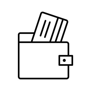 Cüzdan, ödeme, ödeme cüzdanı, kredi kartı ikonu vektör resmi. Alışveriş ve ecommerce için de kullanılabilir. Web uygulamalarında, mobil uygulamalarda ve yazdırma ortamlarında kullanılabilir.