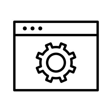 Web, ayarlar, tarayıcı simgesi vektör resmi. Seo & web için de kullanılabilir. Web uygulamalarında, mobil uygulamalarda ve yazdırma ortamlarında kullanılabilir.