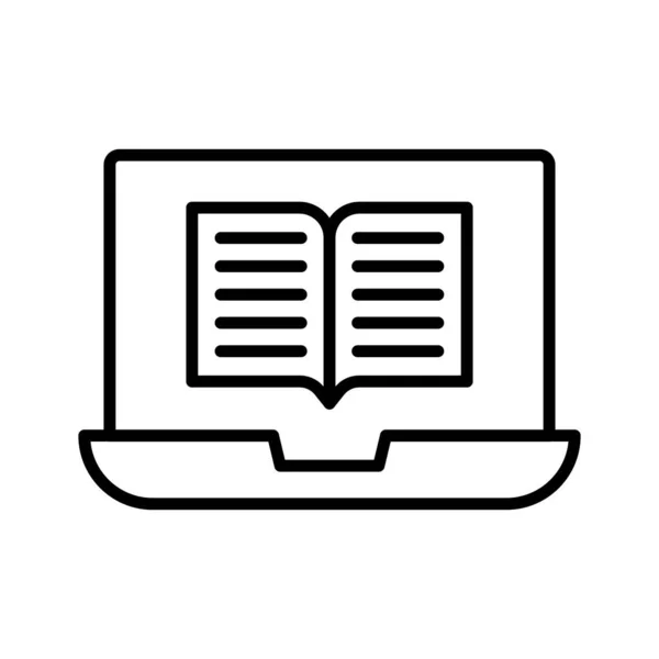Online Könyv Laptop Ikon Vektor Kép Online Oktatásban Használható Alkalmas — Stock Vector