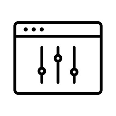 Uygulama, yapılandırma, sayfa optimizasyonları ikon vektör resmi. Web pazarlama için de kullanılabilir. Web uygulamalarında, mobil uygulamalarda ve yazdırma ortamlarında kullanılabilir.