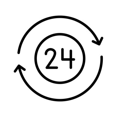 Yardımcı, destek, 24 saat ikon vektör görüntüsü. Müşteri desteği için de kullanılabilir. Web uygulamalarında, mobil uygulamalarda ve yazdırma ortamlarında kullanılabilir.