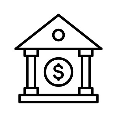 Banka, bankacılık, finans ikonu vektör görüntüsü. Finans ve Para için de kullanılabilir. Web uygulamalarında, mobil uygulamalarda ve yazdırma ortamlarında kullanılabilir.