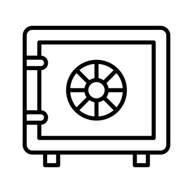 Banka, güvenli, altın ikon vektör görüntüsü. Finans ve Para için de kullanılabilir. Web uygulamalarında, mobil uygulamalarda ve yazdırma ortamlarında kullanılabilir.