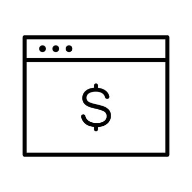 Tarayıcı, ekommerce, çevrimiçi ödeme ikonu vektör resmi. Finans ve Para için de kullanılabilir. Web uygulamalarında, mobil uygulamalarda ve yazdırma ortamlarında kullanılabilir.