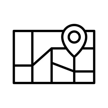 Şehir, harita, pin ikonu vektör görüntüsü. Navigasyon için de kullanılabilir. Web uygulamalarında, mobil uygulamalarda ve yazdırma ortamlarında kullanılabilir.