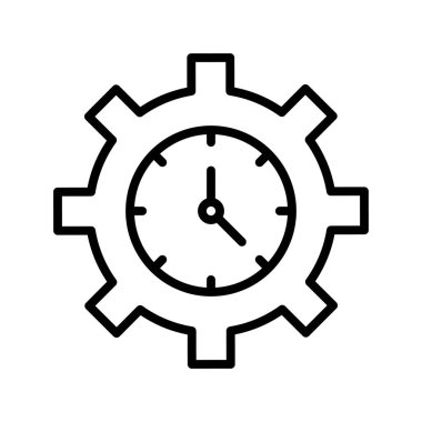 Saat. Yönetim, ayar simgesi vektör resmi. Müşteri desteği için de kullanılabilir. Web uygulamalarında, mobil uygulamalarda ve yazdırma ortamlarında kullanılabilir.