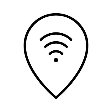 Bağlantı, ücretsiz kablosuz ağ, pin ikonu vektör görüntüsü. Harita ve Konum için de kullanılabilir. Web uygulamalarında, mobil uygulamalarda ve yazdırma ortamlarında kullanılabilir.
