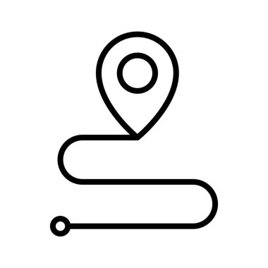 Varış yeri, yol, rota simgesi vektör görüntüsü. Navigasyon için de kullanılabilir. Web uygulamalarında, mobil uygulamalarda ve yazdırma ortamlarında kullanılabilir.