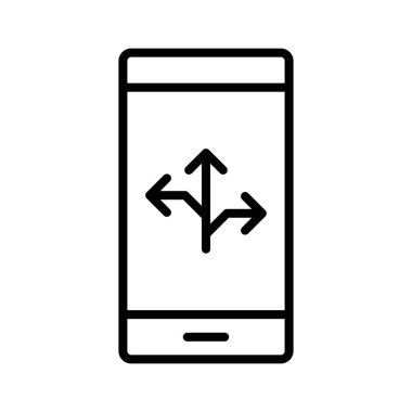 Aygıt, yön, mobil simge vektör görüntüsü. Navigasyon için de kullanılabilir. Web uygulamalarında, mobil uygulamalarda ve yazdırma ortamlarında kullanılabilir.