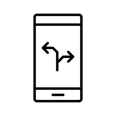 Aygıt, yönler, mobil simge vektör görüntüsü. Navigasyon için de kullanılabilir. Web uygulamalarında, mobil uygulamalarda ve yazdırma ortamlarında kullanılabilir.