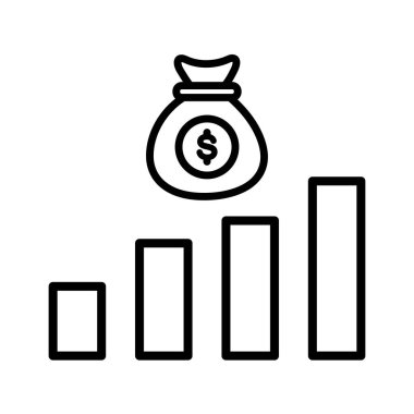 Kazanç, finans, satış ikonu vektör imajı. Finans ve Para için de kullanılabilir. Web uygulamalarında, mobil uygulamalarda ve yazdırma ortamlarında kullanılabilir.